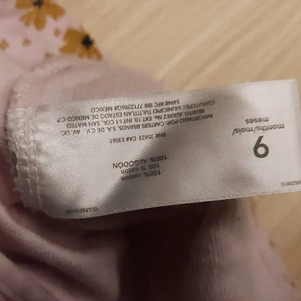 Carter's Infant Girls Pink Floral Sweatshirt Vest 9 Months